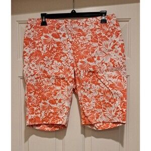 Palm Island Tropical Palm & Flower Printed Women's Floral Pink Shorts Size 8
